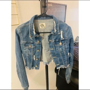 Cropped blue jean jacket